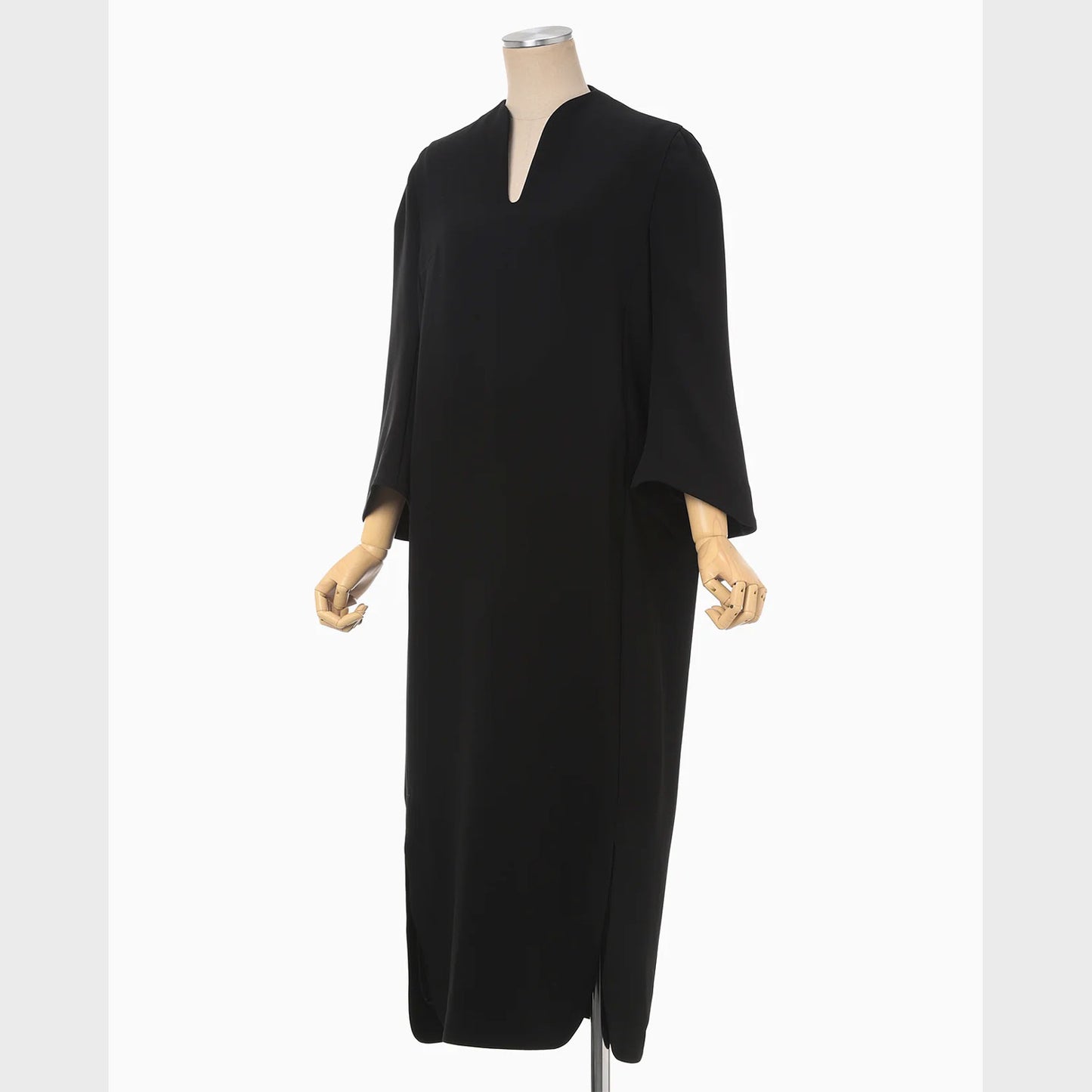 
                  
                    Acetate Polyester V-Neck Dress - black
                  
                