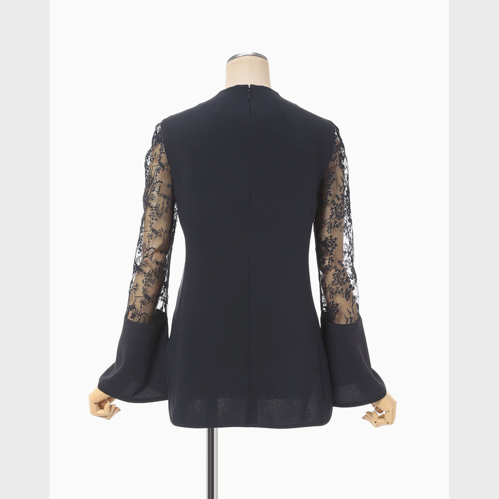 
                  
                    Acetate Polyester Floral Lace-Sleeve Shirt
                  
                