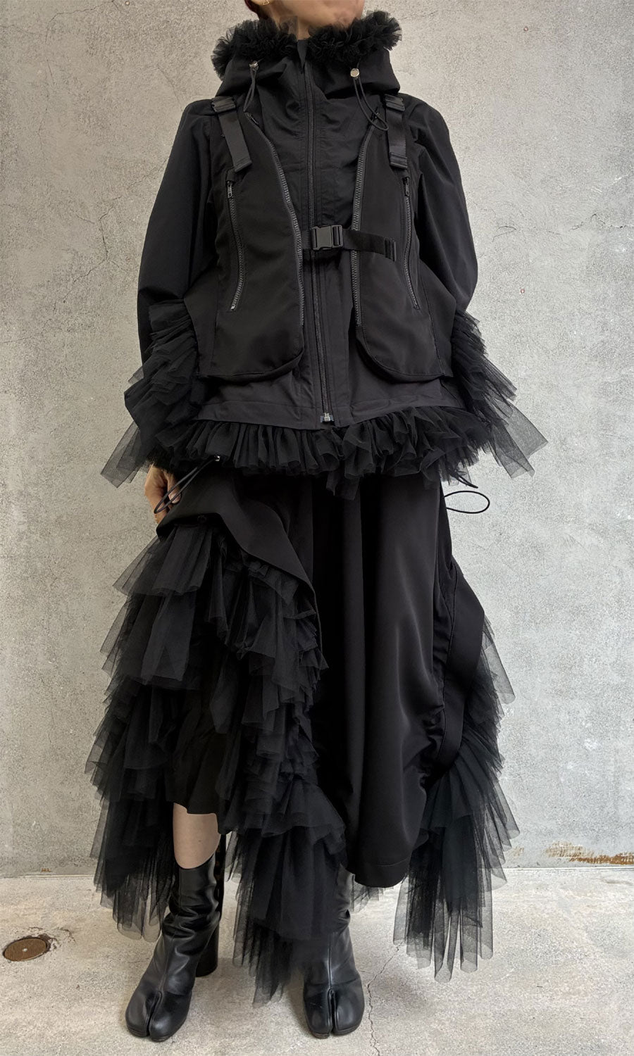 
                  
                    Drawstring gathered textured skirt
                  
                