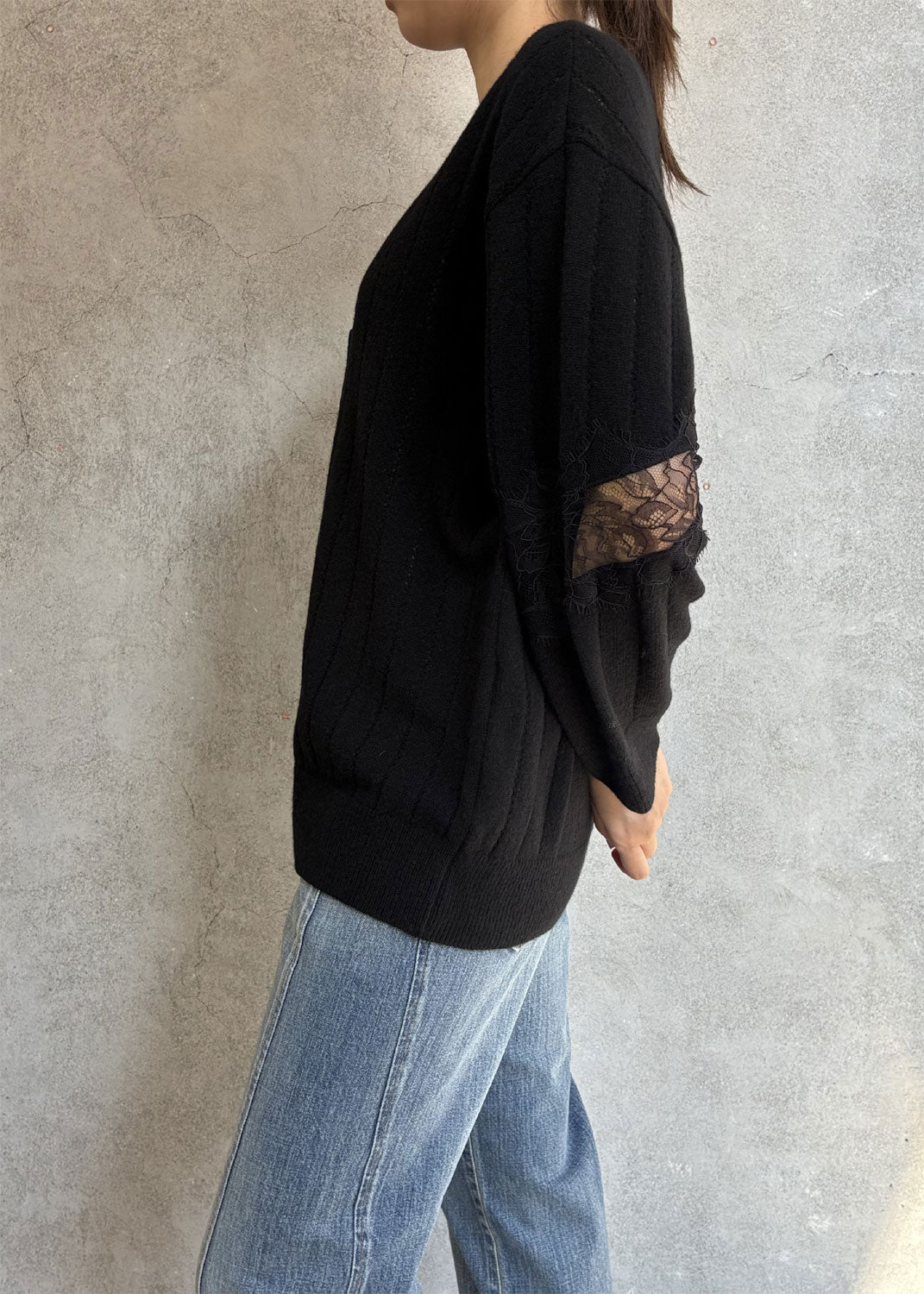
                  
                    OVERSIZED HAIRY LACE PANELED KNIT CARDIGAN
                  
                