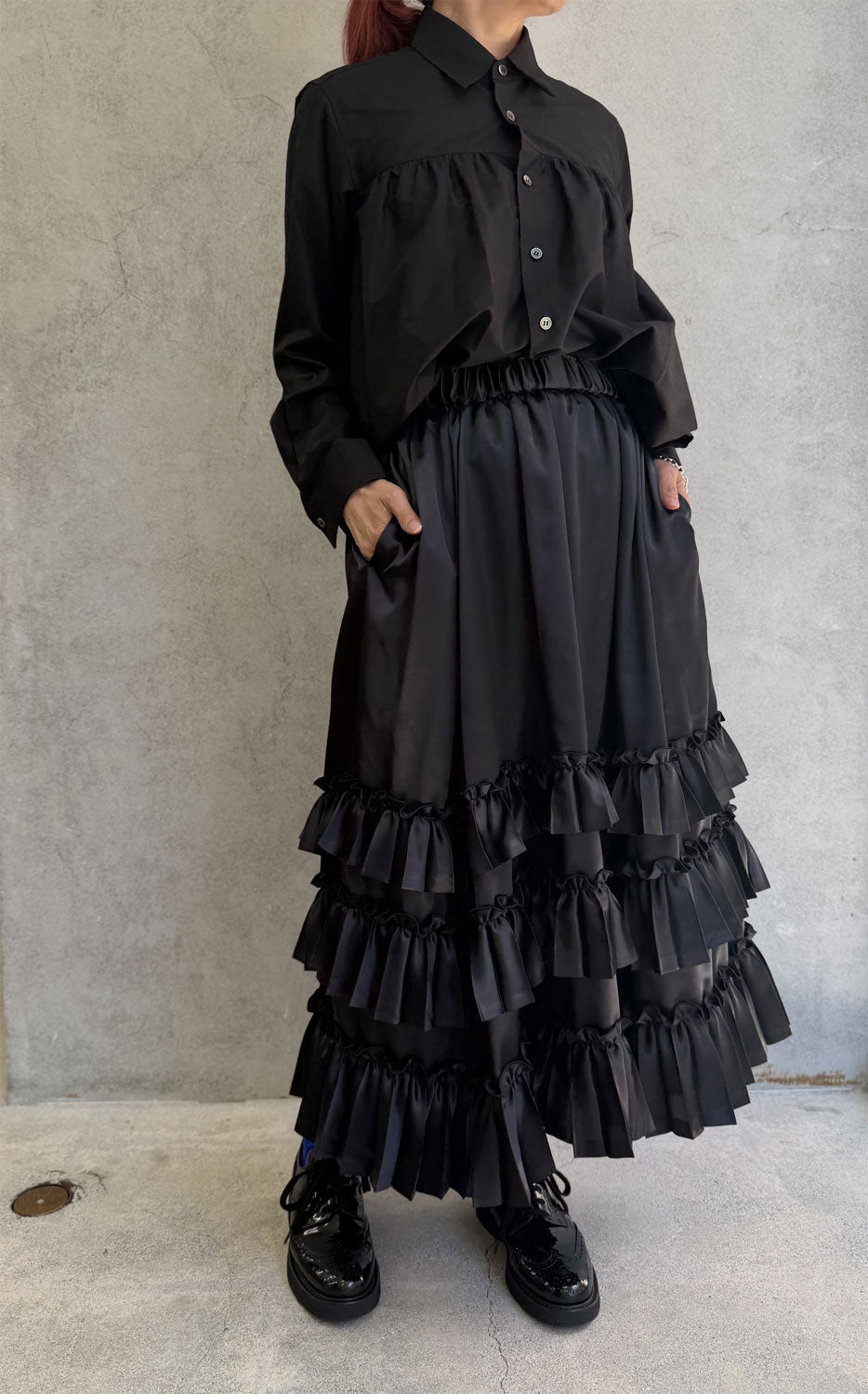 
                  
                    pleatsd ruffle skirt
                  
                