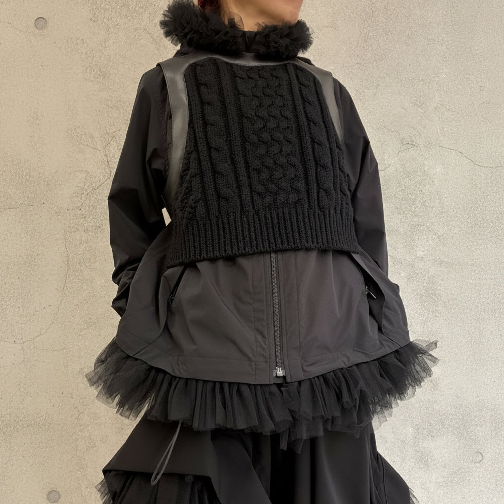 
                  
                    Leather×Knit harness vest
                  
                