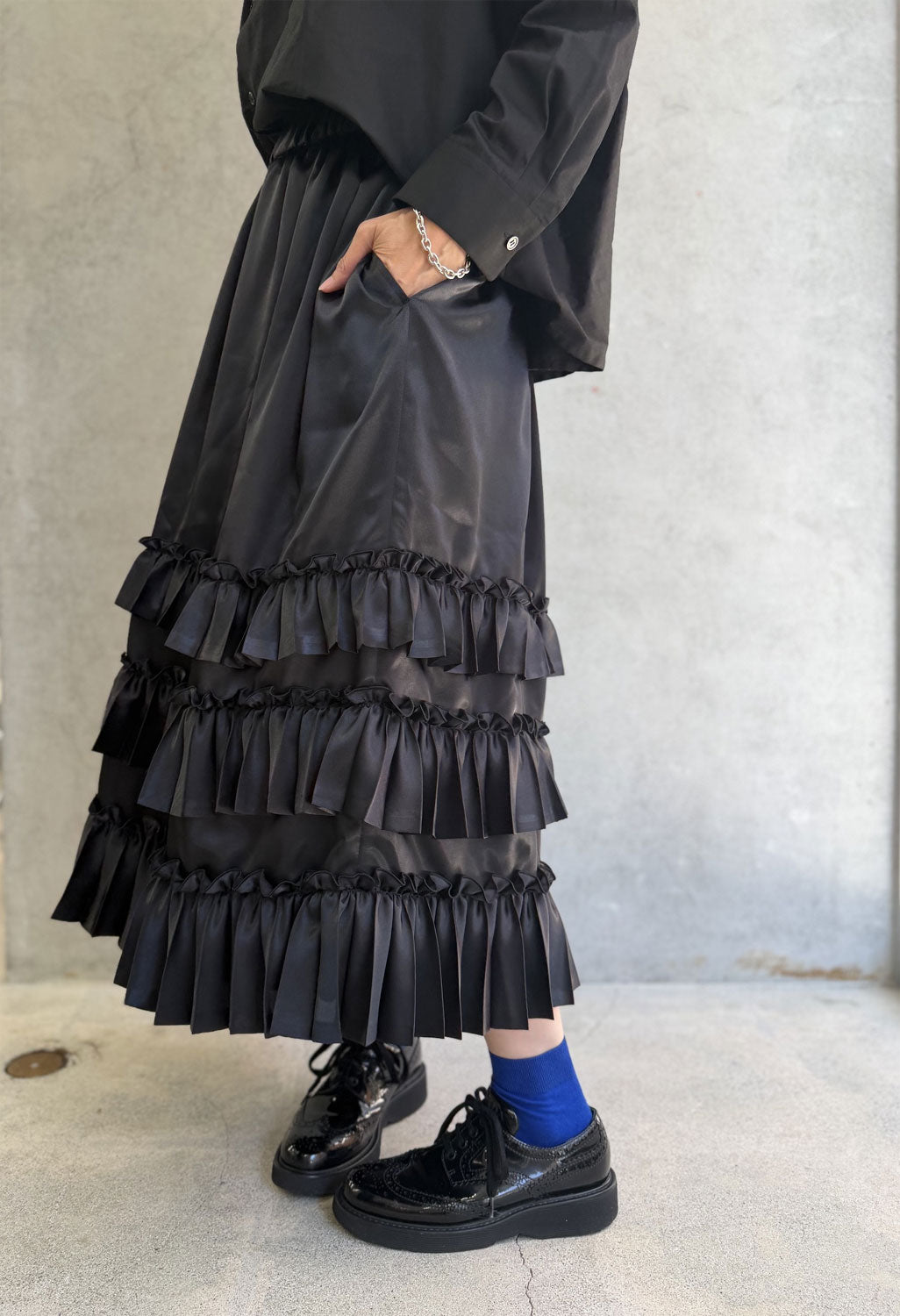 
                  
                    pleatsd ruffle skirt
                  
                