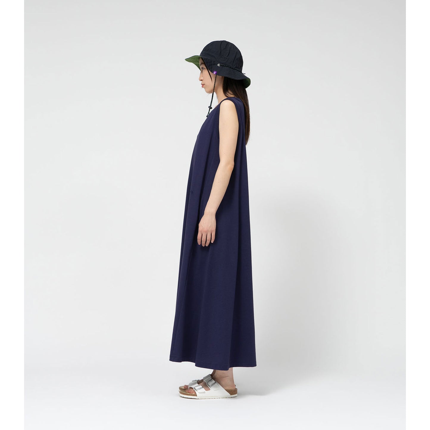 
                  
                    Cotton Jersey Sleeveless Flared Dress-NAVY-
                  
                