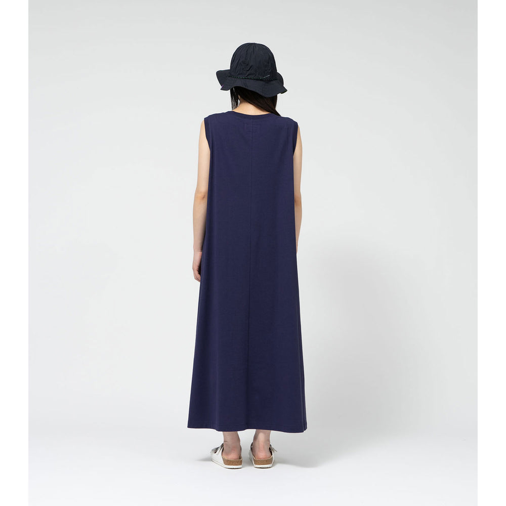 
                  
                    Cotton Jersey Sleeveless Flared Dress-NAVY-
                  
                