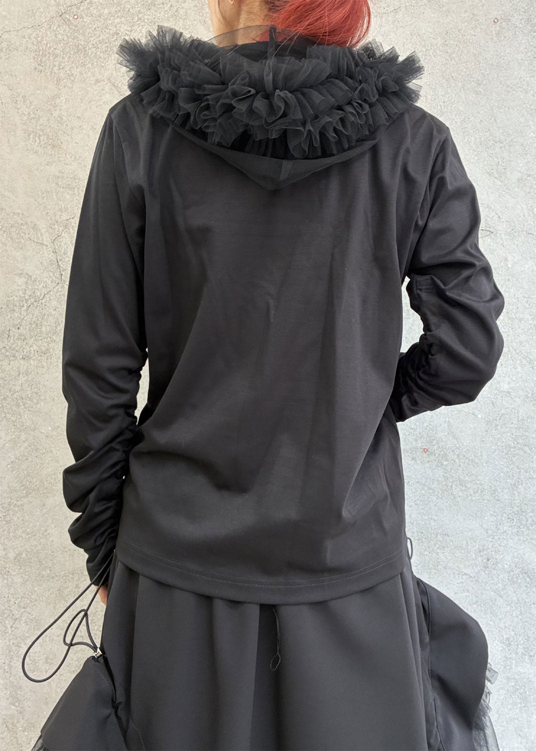 
                  
                    Tulle fooded top
                  
                