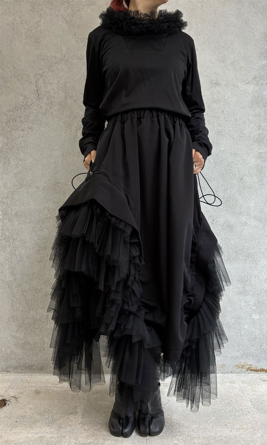 
                  
                    Drawstring gathered textured skirt
                  
                