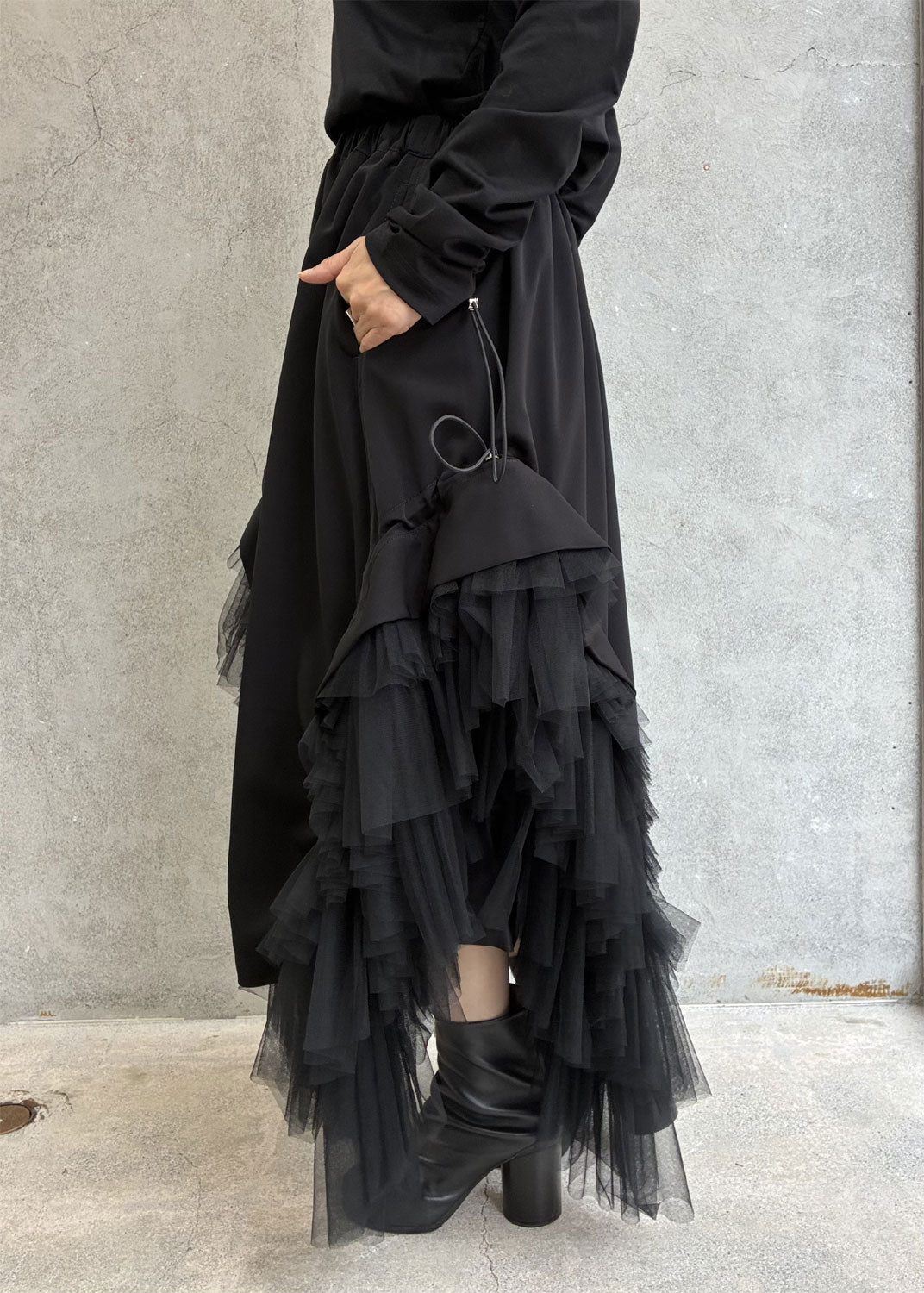 
                  
                    Drawstring gathered textured skirt
                  
                