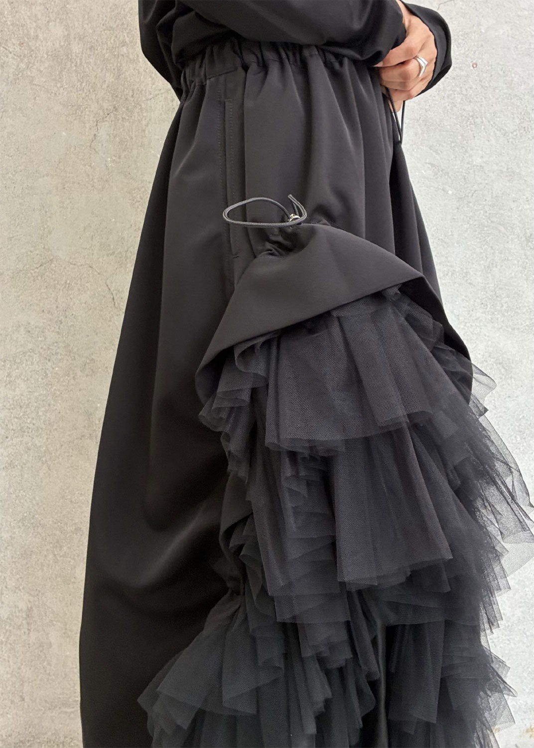 
                  
                    Drawstring gathered textured skirt
                  
                