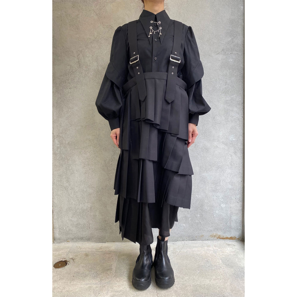 プリーツ ジャンパー スカート　　　　　　　　ブラック プリーツジャンパースカート-BLACK- – OBLIGE