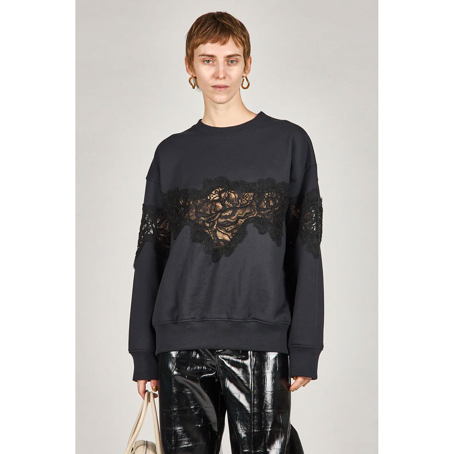 
                  
                    Lace Sweatshirt-GREY-
                  
                