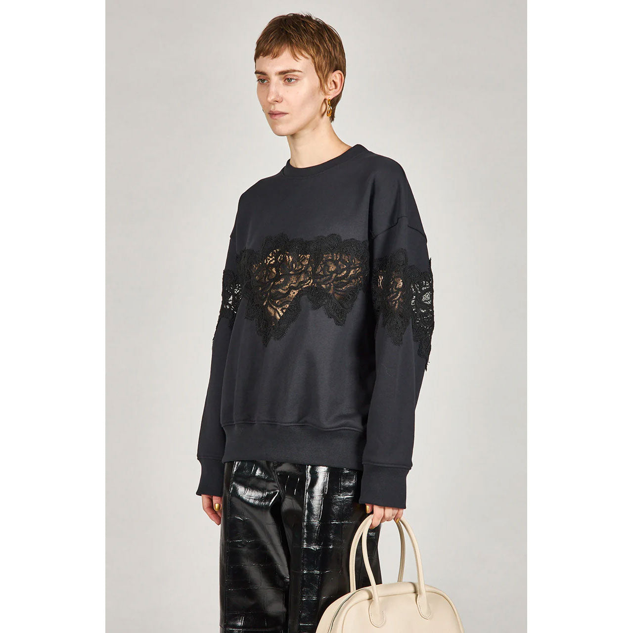 
                  
                    Lace Sweatshirt-GREY-
                  
                