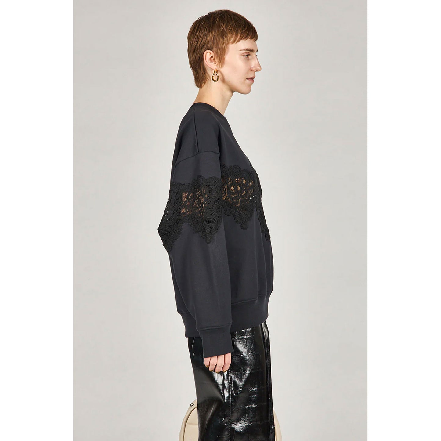 
                  
                    Lace Sweatshirt-GREY-
                  
                