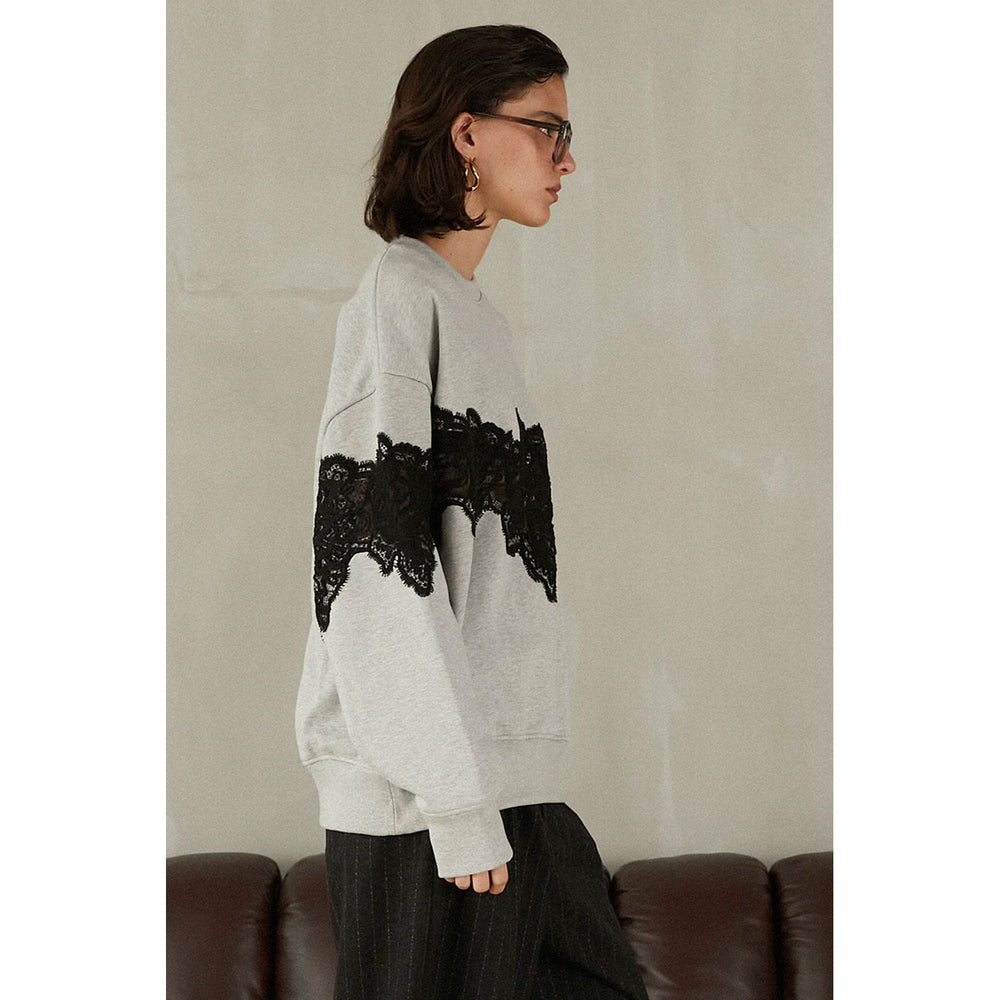 
                  
                    Lace Sweatshirt-GREY-
                  
                