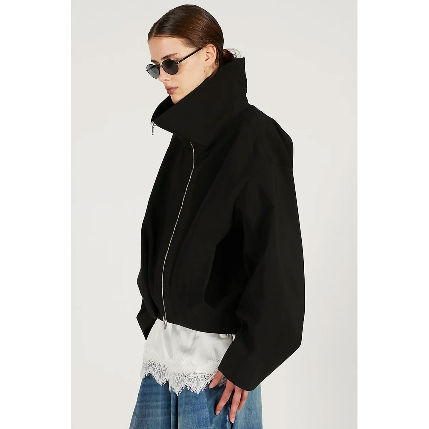 
                  
                    Volume-Tucked Form Blouson-BLACK-
                  
                
