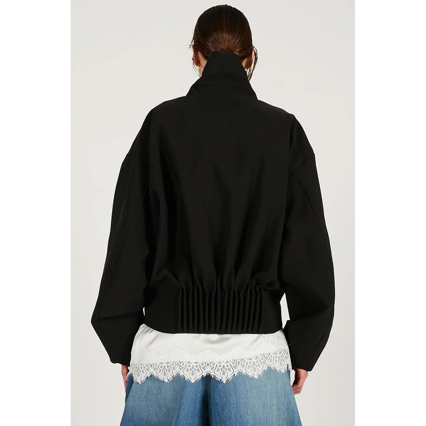 
                  
                    Volume-Tucked Form Blouson-BLACK-
                  
                