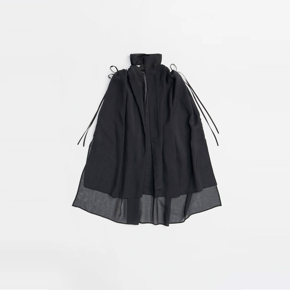 Scarf Neck Blouse-BLACK-