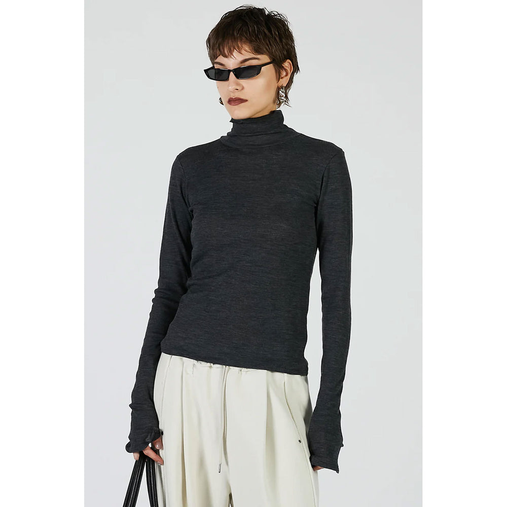 
                  
                    Pure Merino Wool Turtleneck Top -GRAY-
                  
                