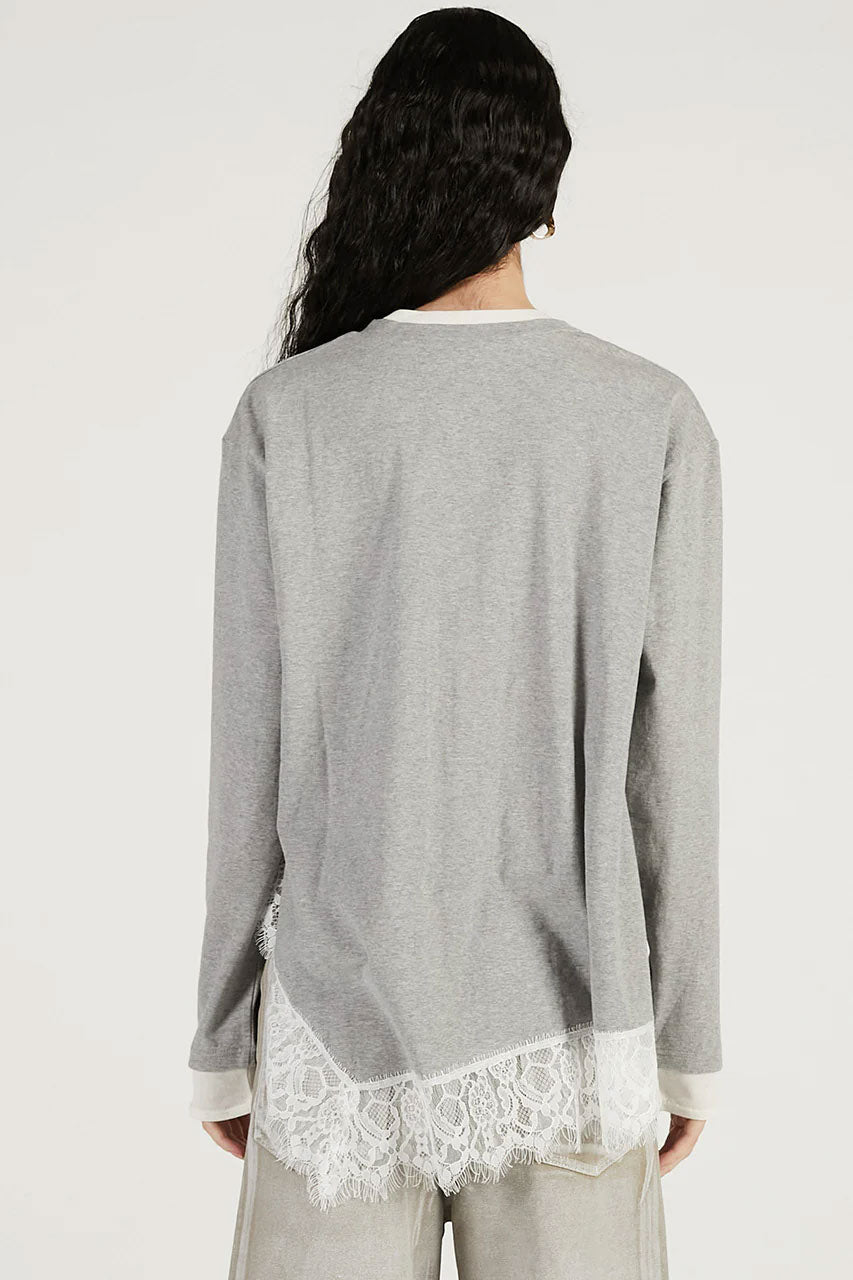 
                  
                    Asymmetrical Hem Lace Top-C.GRAY-
                  
                