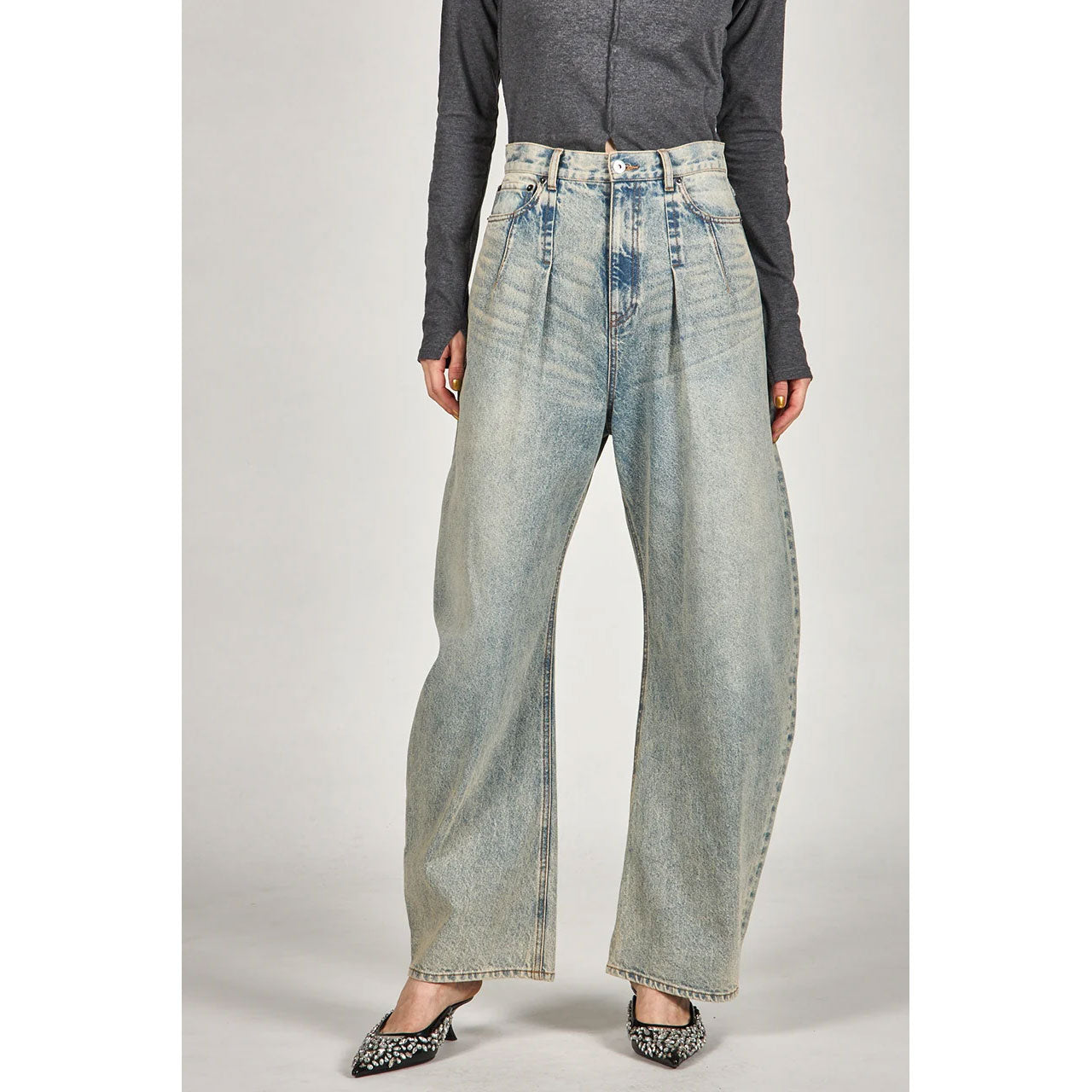 
                  
                    High-waisted Curved Denim
                  
                