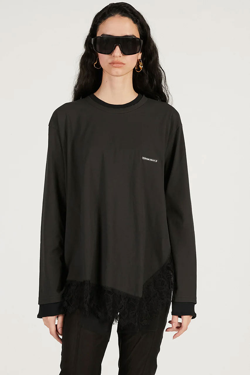 
                  
                    Asymmetrical Hem Lace Top-C.GRAY-
                  
                