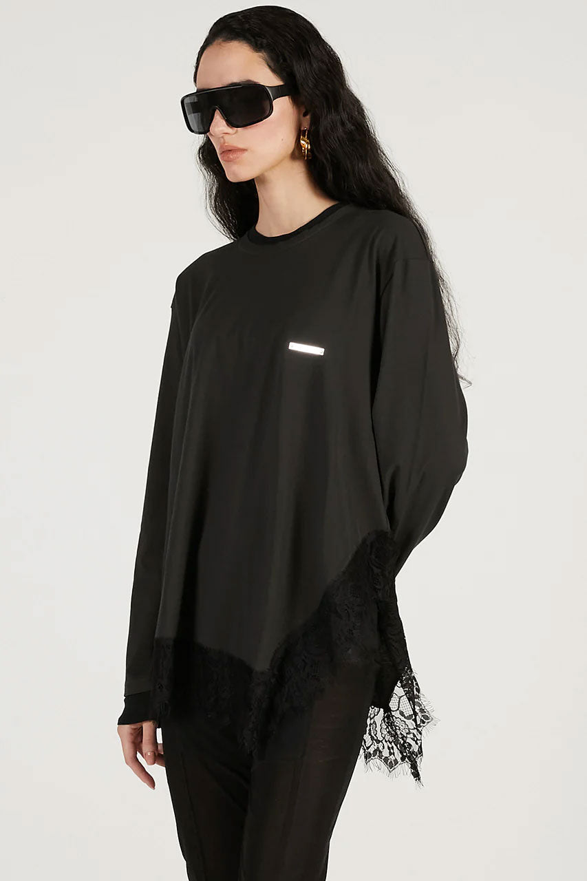 
                  
                    Asymmetrical Hem Lace Top-C.GRAY-
                  
                