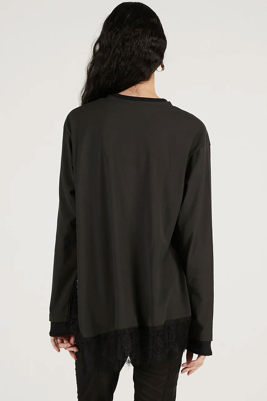 
                  
                    Asymmetrical Hem Lace Top-C.GRAY-
                  
                