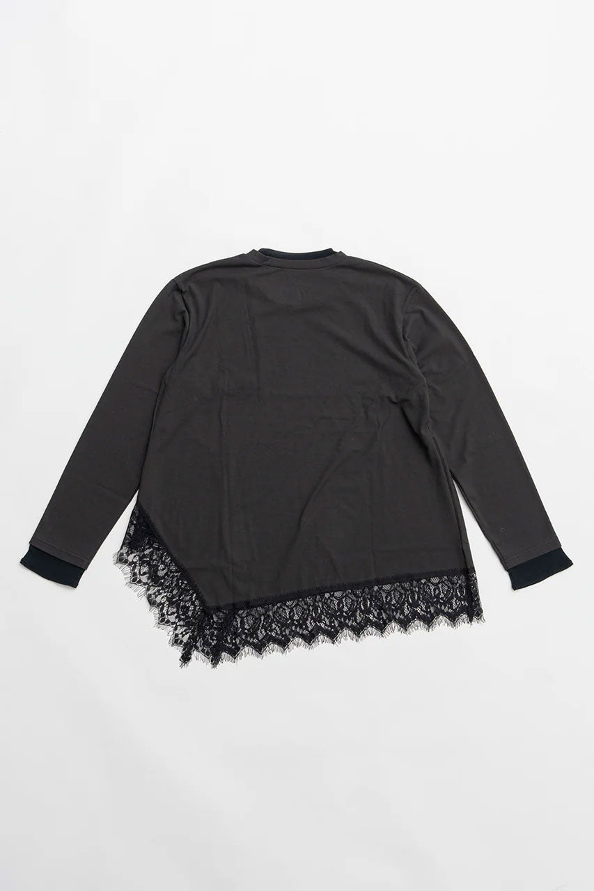 
                  
                    Asymmetrical Hem Lace Top-C.GRAY-
                  
                
