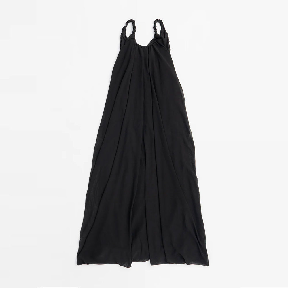 Gathered Balloon Dress-black-