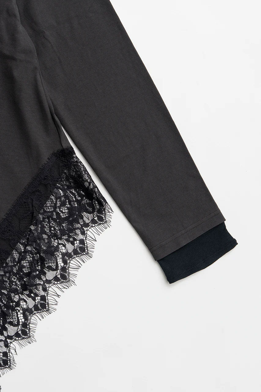 
                  
                    Asymmetrical Hem Lace Top-C.GRAY-
                  
                