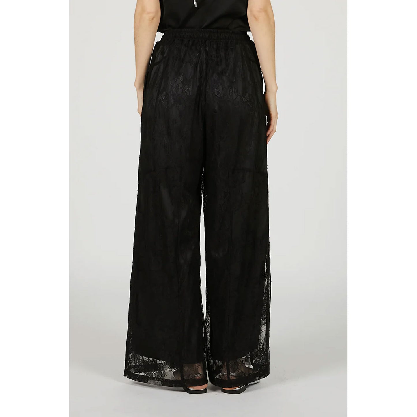 
                  
                    Lace Blocking Satin Pants-BLACK-
                  
                