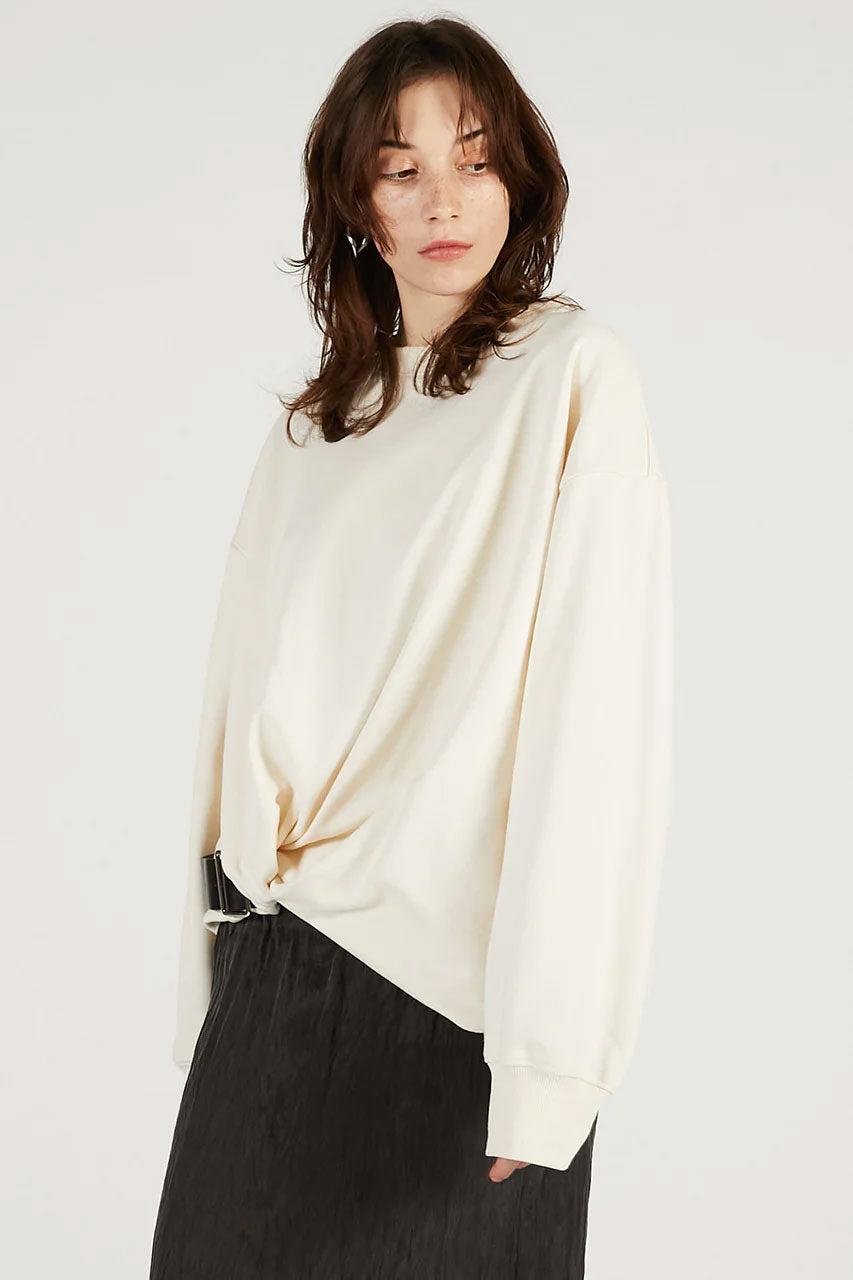 
                  
                    Twisted Belted Sweatshirt-IVORY-
                  
                