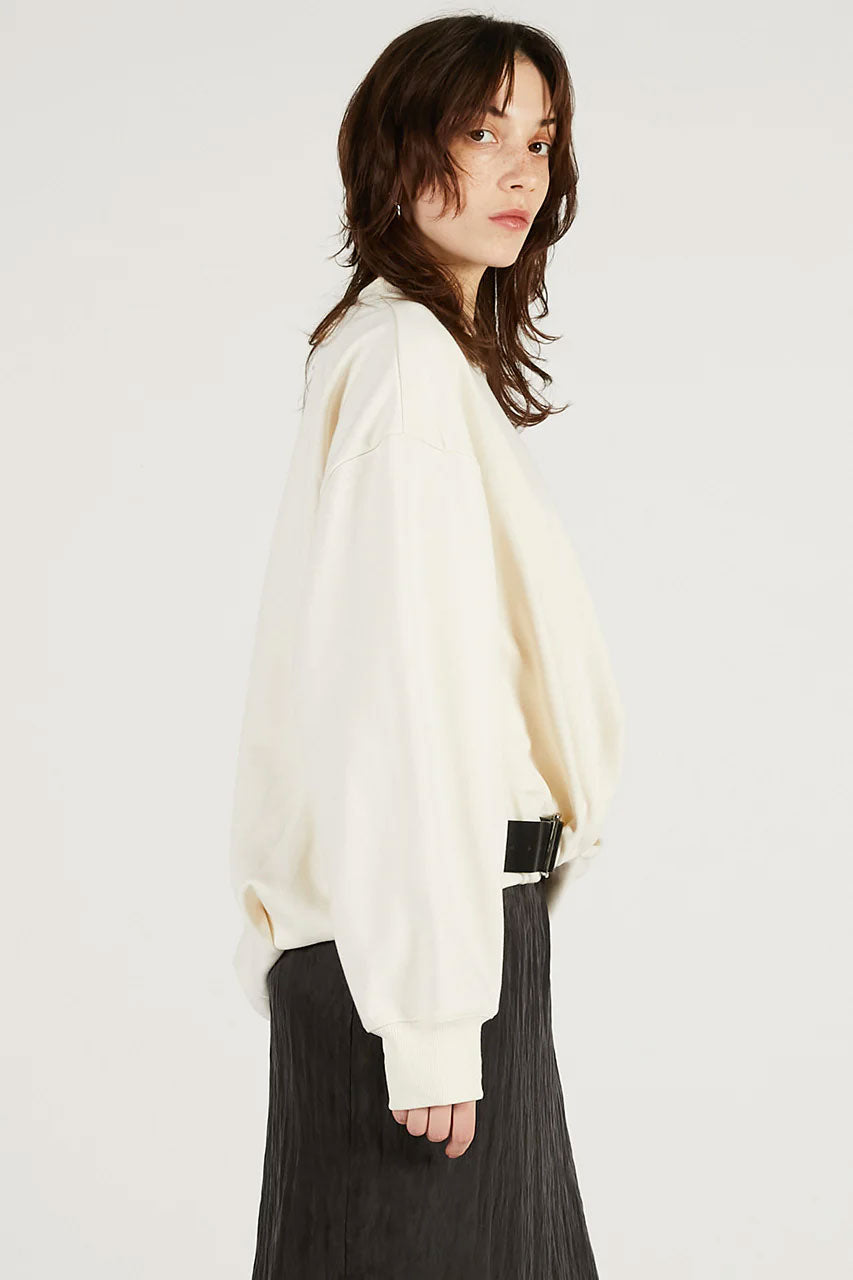 
                  
                    Twisted Belted Sweatshirt-IVORY-
                  
                
