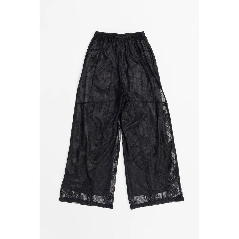 
                  
                    Lace Blocking Satin Pants-BLACK-
                  
                