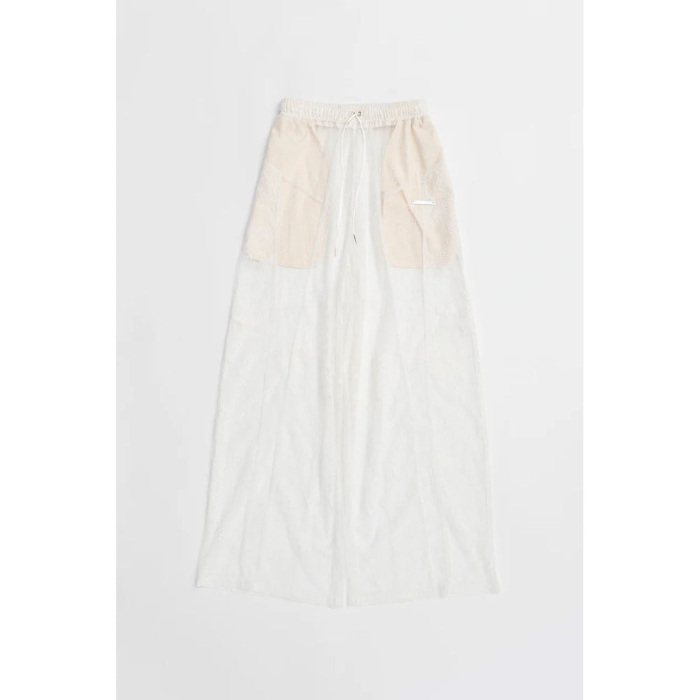 
                  
                    Lace Blocking Satin Pants-BLACK-
                  
                