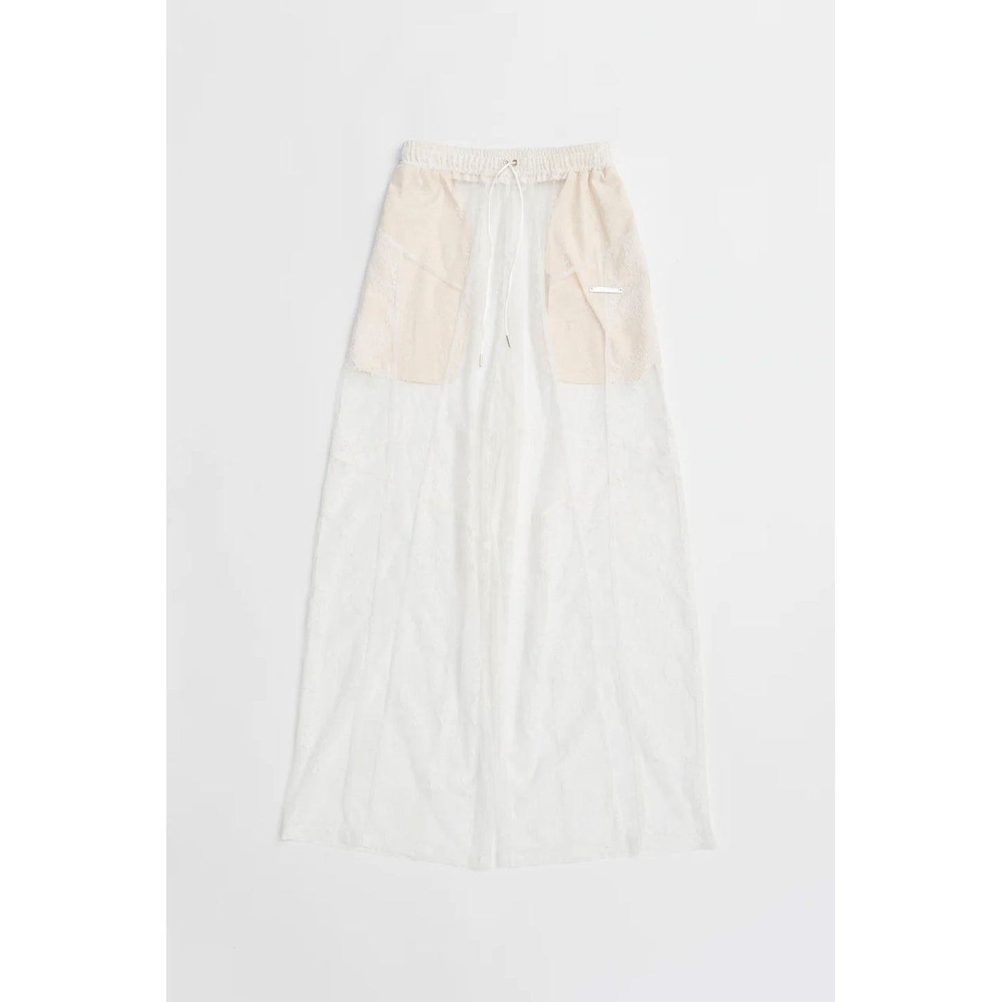
                  
                    Lace Blocking Satin Pants-BLACK-
                  
                