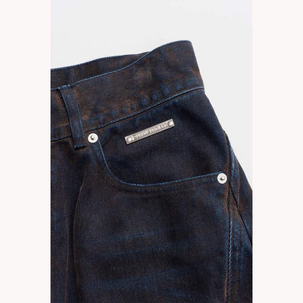 
                  
                    Curved Line Flocked Denim
                  
                