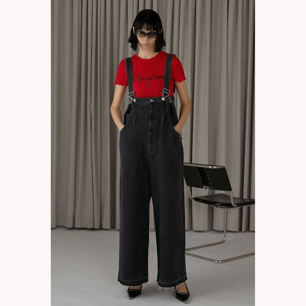 
                  
                    Loose Waist Two-way Salopette Pants-BLACK-
                  
                