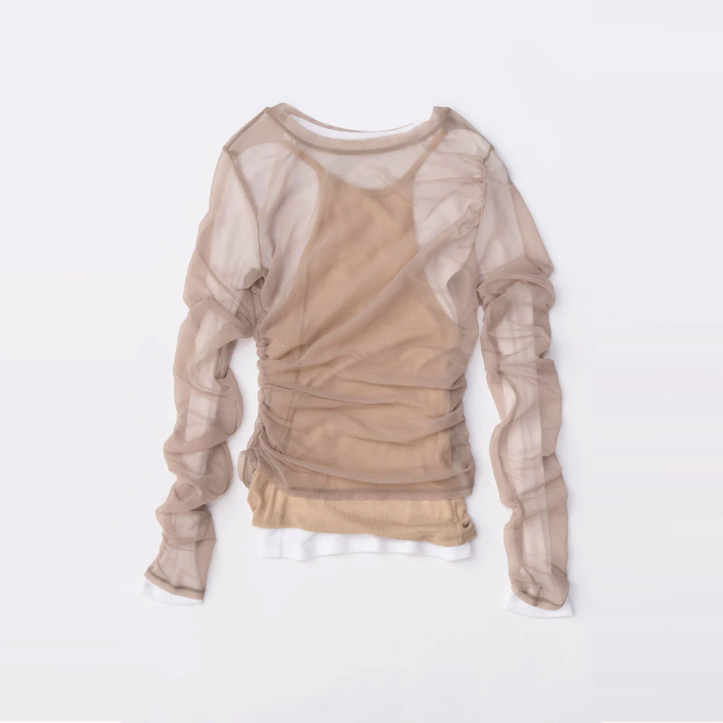 
                  
                    Triple Layered Sheer Top-BEIGE-
                  
                