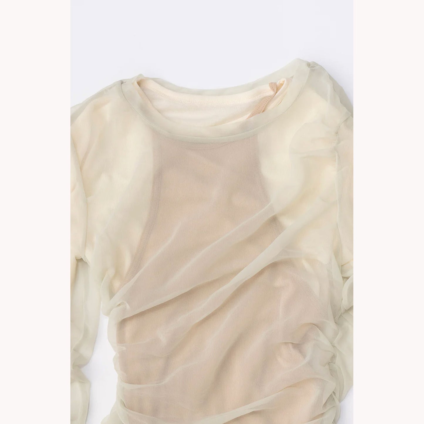 
                  
                    Triple Layered Sheer Top-BEIGE-
                  
                