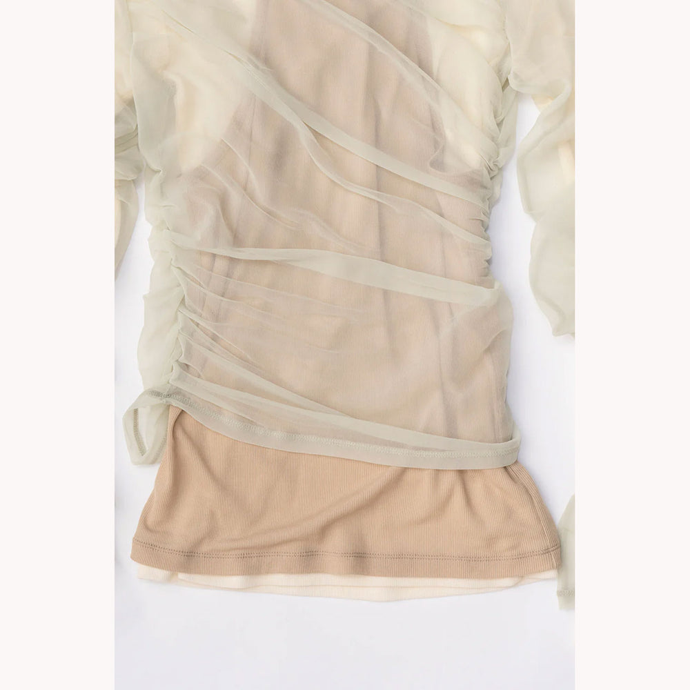 
                  
                    Triple Layered Sheer Top-BEIGE-
                  
                