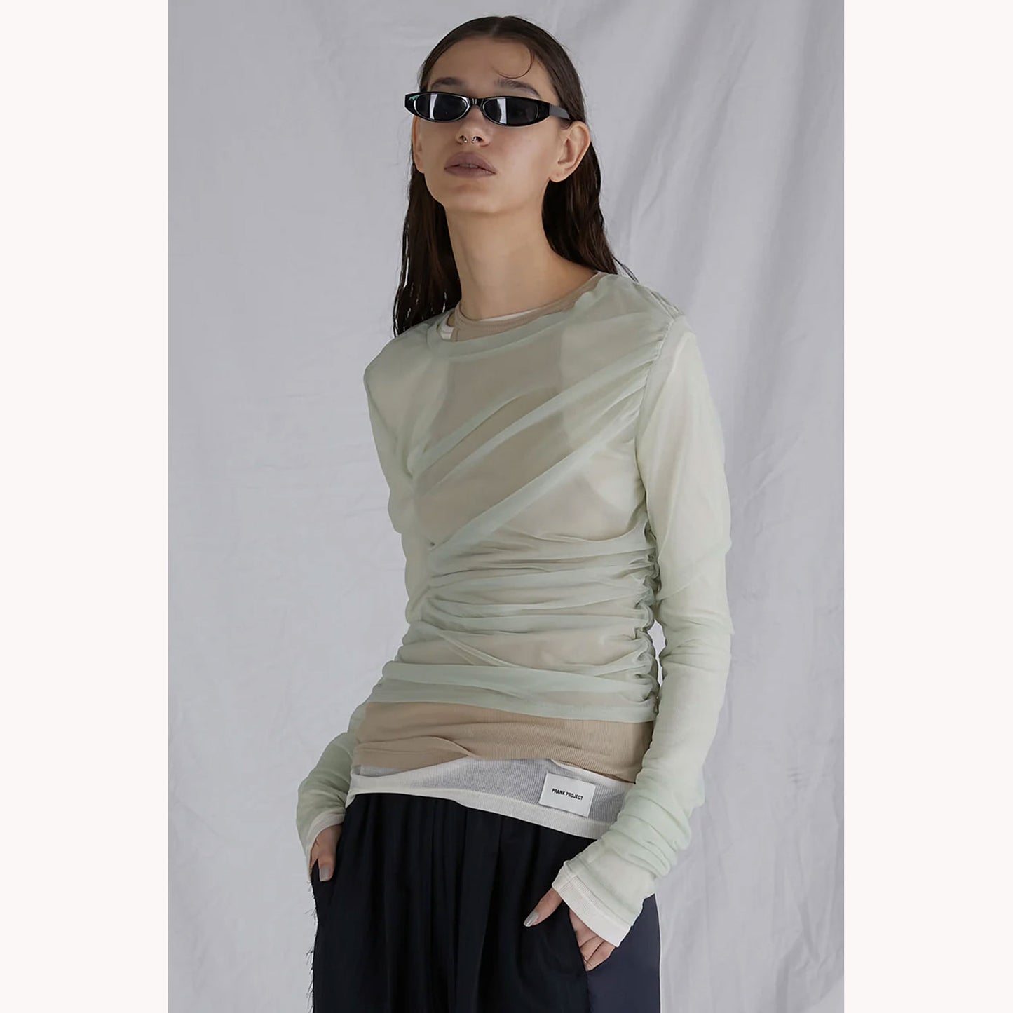 
                  
                    Triple Layered Sheer Top-LIME-
                  
                