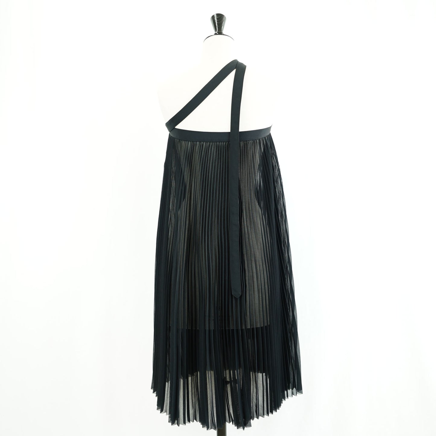 
                  
                    SHEER PLEATED WRAP DRESS‐BLACK-
                  
                