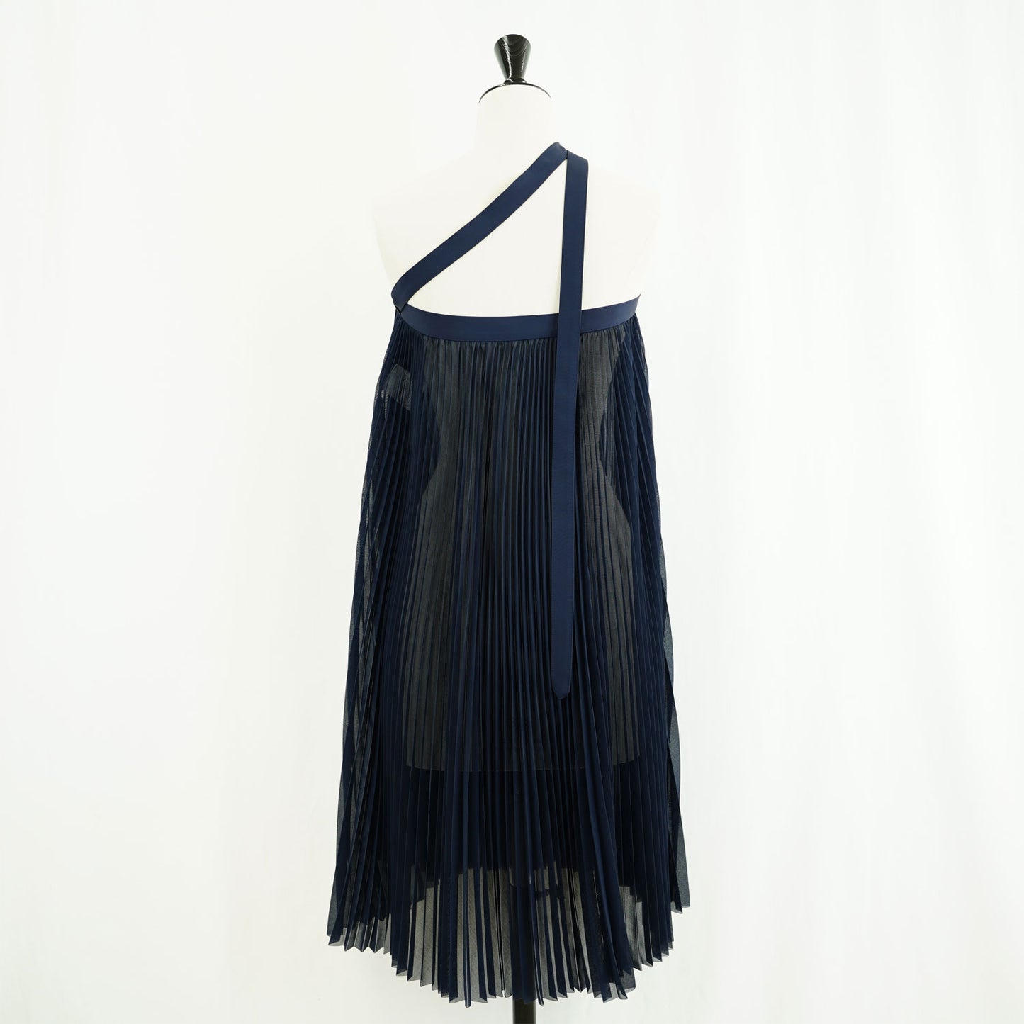 
                  
                    SHEER PLEATED WRAP DRESS‐BLACK-
                  
                