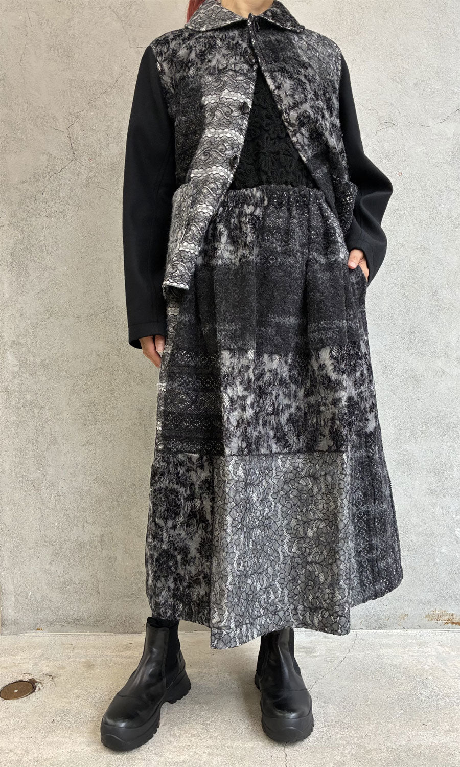
                  
                    needlelace×wool gathered skirt
                  
                