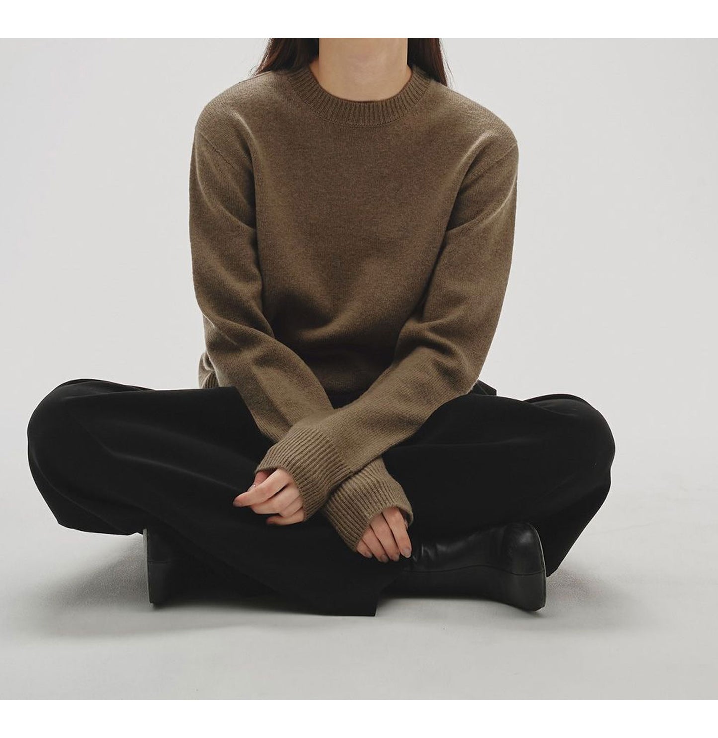
                  
                    Cashmere Seamless Knit‐olive-
                  
                