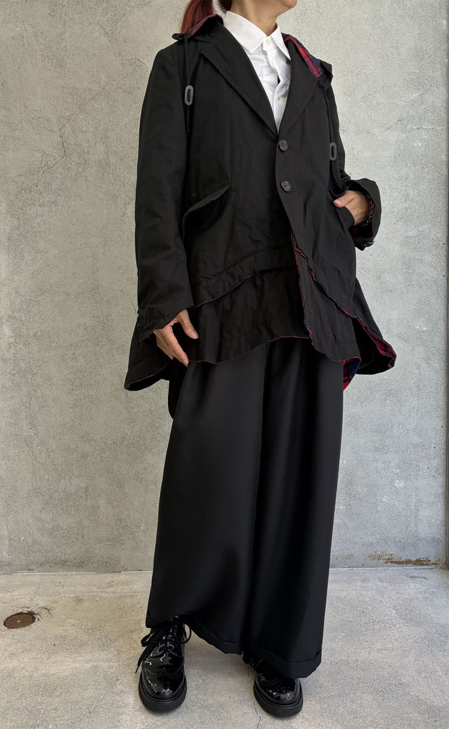
                  
                    A-line oversized hooded jacket
                  
                