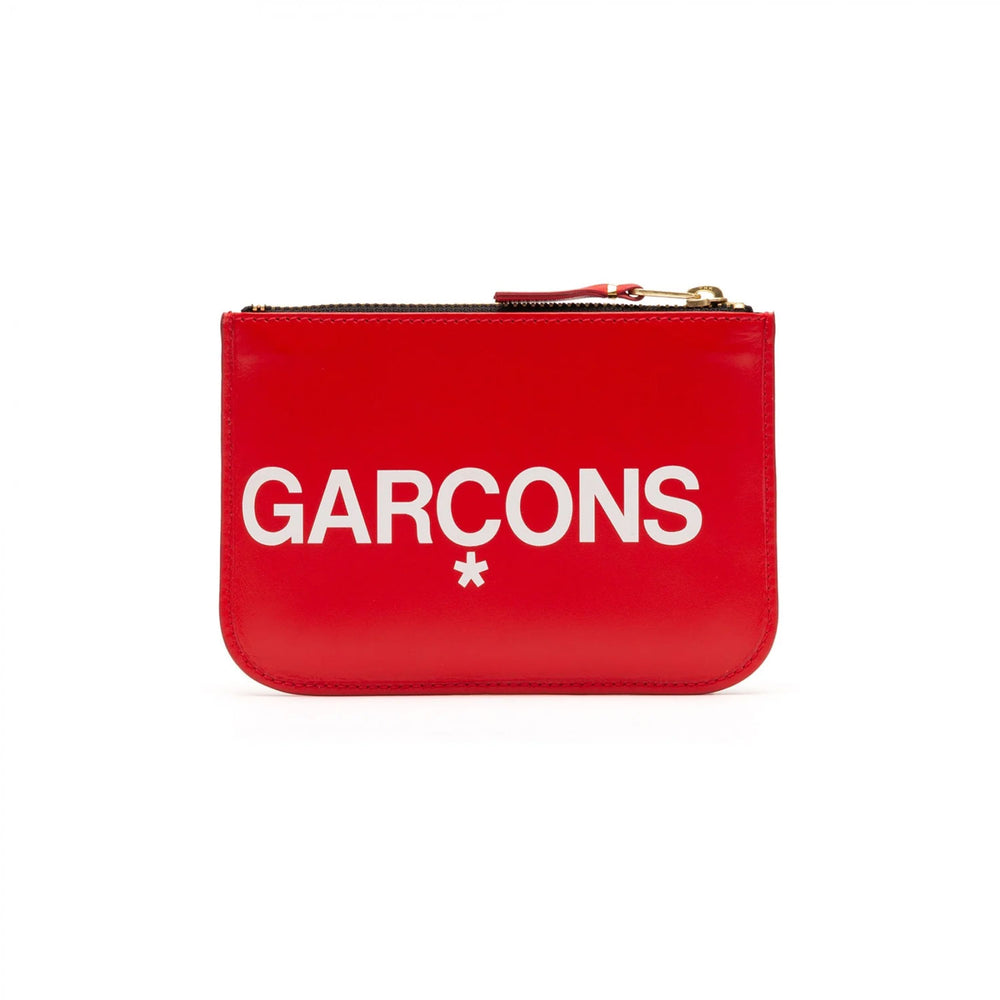 COMME DES GARCONS SA8100HL HUGE LOGO TOP ZIP WALLET BLACK