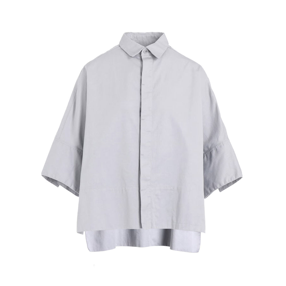 [Y's BORN PRODUCT] COTTON TWILL WIDE CUFFS SHIRT-LIGHT GRAY-