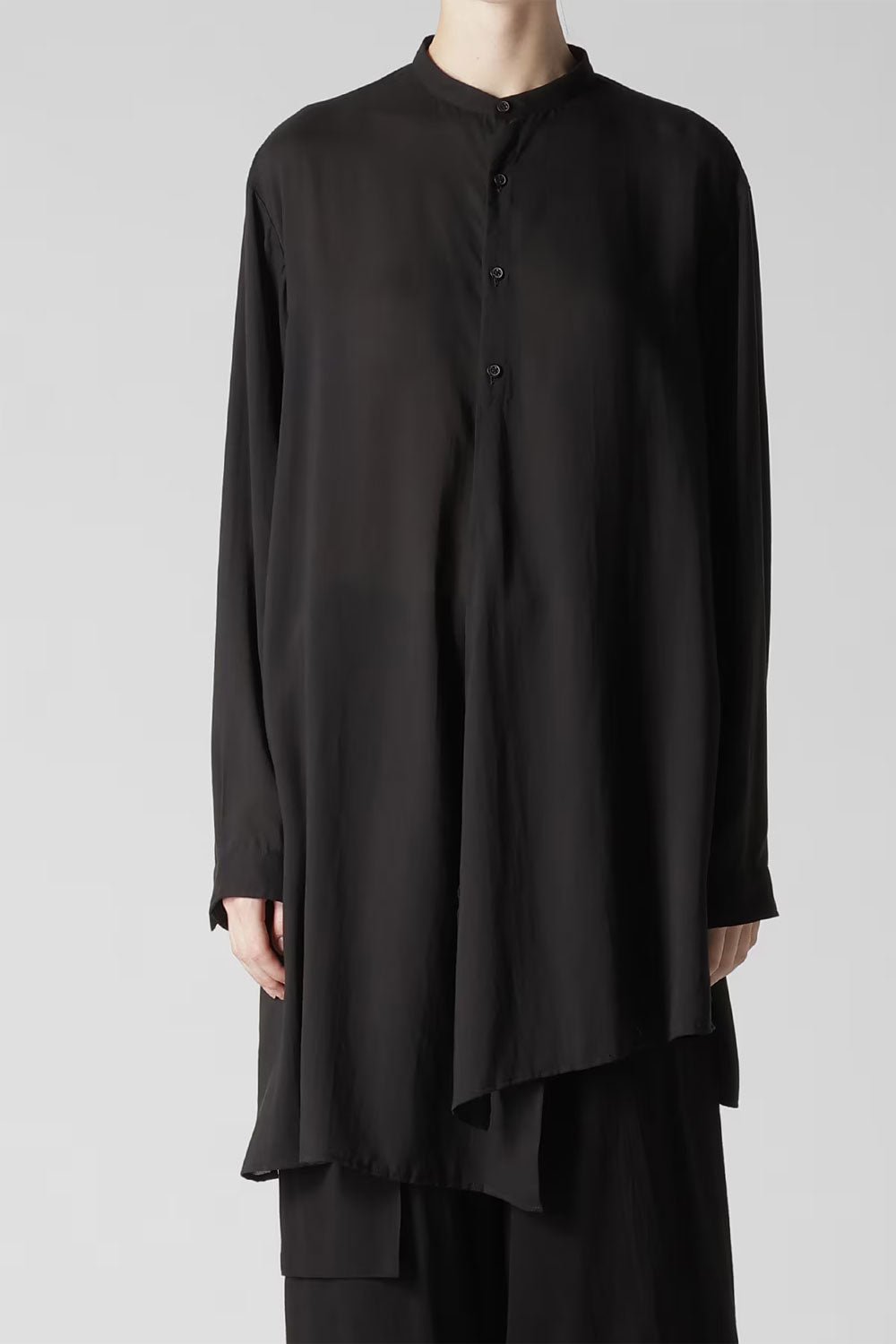 
                  
                    CELLULOSE LAWN STAND COLLAR BLOUSE-BLACK-
                  
                